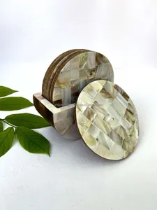 Ocean Inspired Mother of Pearl <b>Coasters</b> || Square Shell Inlay Design for Luxurious Home Decor Premium <b>Drink</b> <b>Coaster</b> Collection | - Product Image 6