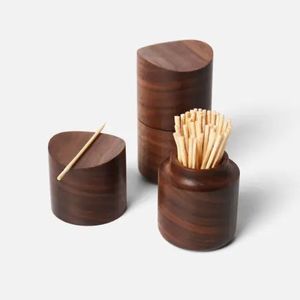 Porte-cure-dents en bois minimaliste, distributeur de rangement compact pour la maison, la cuisine, le bureau, le restaurant, la décoration de table à manger - Product Image 1