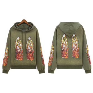 Sudaderas con capucha extragrandes con estampado de diamantes de imitación y efecto desgastado por el sol, personalizadas Glory, para ropa urbana y casual, unisex, venta al por mayor OEM - Product Image 4