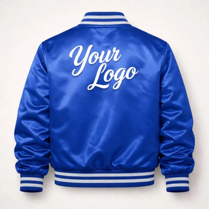 Veste universitaire en satin élégante personnalisable |   Blouson bomber brodé avec logo et nom - Product Image 2