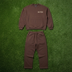 Conjunto de Sudadera y Pantalones Deportivos para Hombre, Color Marrón Chocolate, Cuello Redondo, Estilo Casual, Oversize, Ropa Deportiva de Dos Piezas - Product Image 5