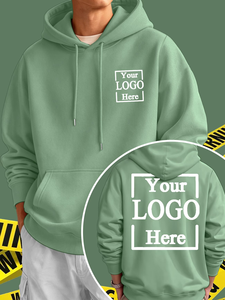 Men's Winter Green Hooded Sweatshirt 100% Cotton French Terry Oversized Casual Pocket Custom Printed Front Logo Bangladesh - Product Image 2