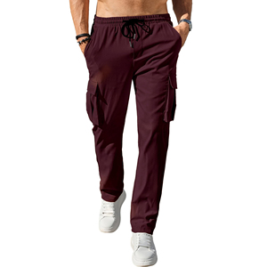 Athletic Fit Mens Cargo Jogger Pants Secure Zip Multi Pocket Bottoms Casual Streetwear Style <b>Elastic</b> Drawstring Waist <b>Trousers</b> - Product Image 1
