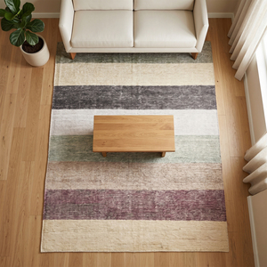 DECORDEC Wool Hand Tufted Non-Slip Eco-Friendly Broad Horizontal Stripe <b>Thick</b> <b>Pile</b> Area <b>Rug</b> for Hotel Villa Living Room - Product Image 4