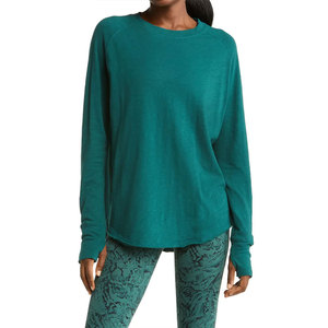 T-shirts décontractés d'été pour femmes grandes tailles, haute qualité, confortables, col rond, manches longues, motif uni, t-shirts écologiques - Product Image 1