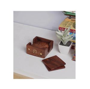 Posavasos de madera maciza hecho a mano, posavasos cuadrado de nuevo diseño, conjunto de 4 fabricantes al por mayor - Product Image 1