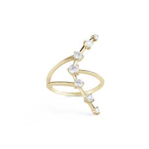 Curved Crescent <b>Moon</b> Sculptural Statement <b>Rings</b> Custom 7 Lab Grown Diamond 14K Solid Gold Luxury Wedding Gift Wholesale Factory - Product Image 1