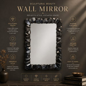 Luxury Black Geometric Wall <b>Mirror</b> Modern Textured <b>Rectangular</b> Accent <b>Mirror</b> Artistic Designer Frame <b>Mirror</b> for Home,Living Room - Product Image 2