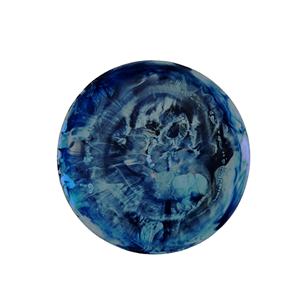 Service rond en résine polie bleu et blanc fait à la main - Écologique d'origine indienne Vaisselle décorative pour les fêtes - Product Image 1