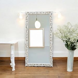Vintage <b>White</b> Carved Wooden Full Length <b>Mirror</b> Decorative Wall <b>Mirror</b> Antique <b>Ornate</b> Frame Dressing <b>Mirror</b> - Product Image 5