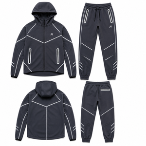 Nouvel ensemble de survêtement Tech Fleece avec capuche et fermeture éclair, réfléchissant, en polyester/coton, pour l'automne - Product Image 4