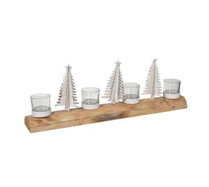 Centro de mesa navideño de aluminio y madera de estilo contemporáneo para una decoración elegante del hogar en las fiestas. - Product Image 2