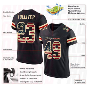 Service OEM Personnalisation Noms et Détails d'Équipe Maillot de Football Américain Noir Vintage USA Léger Tenue Sportive d'Équipe Entraînement Jour de Match - Product Image 3