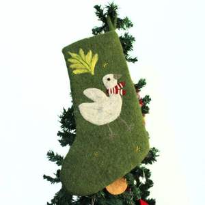 Chaussette de Noël en laine écologique faite à la main, design artisanal traditionnel personnalisé, décoration de haute qualité pour les fêtes - Product Image 5