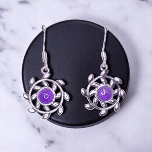 Boucles d'oreilles fines en argent sterling 925 avec améthyste naturelle cabochon MYS-E127, prêtes à être expédiées, en stock, faible MOQ, bijoux indiens pour femmes - Product Image 4