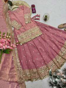 Designer Indian and Pakistani Short <b>Kurta</b> with Lehenga <b>Dress</b> for Weddings Heavy Zardozi Embroidery Work 2026 Collection - Product Image 2
