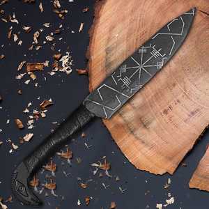 Cuchillo de Caza Moderno Hecho a Mano con Empuñadura de Cabeza de Cuervo Odin, Hoja de Acero Inoxidable de Espiga Completa, Funda, Ecológico y Apto para Lavavajillas - Product Image 2