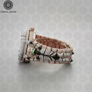 Montre de luxe Charm Jewels en acier inoxydable, boîtier de 40 mm, incrustée de diamants, mouvement mécanique analogique, étanche 10 bars, automatique - Product Image 3