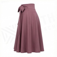 Jupe élégante pour femmes, taille haute, style A-line, en satin, avec nœud, couleur unie, longueur genou, style habillé, à porter toute l'année