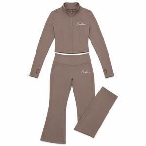 Conjunto Deportivo de Dos Piezas para Mujer, Chaqueta Ajustada de Invierno y Pantalones de Yoga Acampanados, Cintura Alta, Manga Larga, Ropa Deportiva, Conjuntos Coordinados de Yoga - Product Image 3