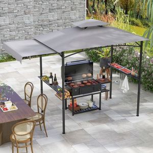 Gazebo a Doppio Livello 10.5 X 5 FT con Tettoia Laterale, Tenda Resistente e Pergola - Product Image 5