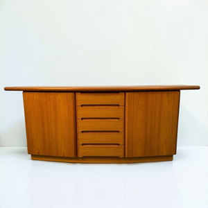 Firsthand Wholesale Teak Wood Sideboard Mid Century Modern Credenza Curved <b>Buffet</b> <b>Cabinet</b> Living Room Storage B2B Direct Factory - Product Image 2