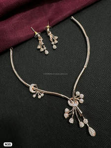 Ensemble de bijoux de mariée en diamant américain classique Collier et boucles d'oreilles en deux pièces pour mariage Style classique à la mode - Product Image 2