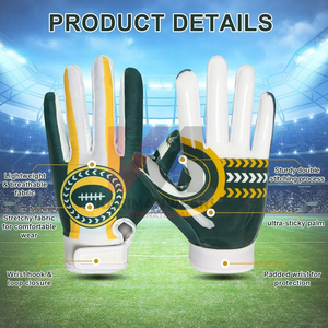 Gants de football américain haute durabilité, respirants, extensibles, flexibles, confortables pour les athlètes - Product Image 3