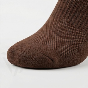 <b>Brown</b> Crew <b>Socks</b> Solid Color Knitted Breathable Regular Style Adult Casual Daily Wear - Product Image 6