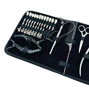 Premium Stainless Steel Commercial Hair Extension Technician Toolkit Plier Loop <b>Tool</b> <b>Mini</b> Scissor Parting Finger Clips Curved - Product Image 4