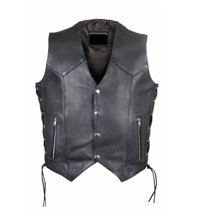 Gilet court décontracté pour homme en toile respirante, imperméable et à séchage rapide, style motard, col en V, fermeture éclair, couleur unie - Product Image 4