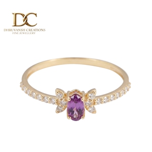 Bague de fiançailles en or jaune massif 14 carats certifiée IGI pour femme, avec diamant de laboratoire et alexandrite, style papillon, vente en gros - Product Image 1