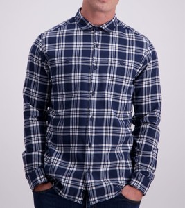 Camisa de Franela a Cuadros Azul Marino para Hombre, Manga Larga, con Botones, Informal, para Trabajo, con Doble Bolsillo en el Pecho, Nueva Camisa de Algodón 2026 - Product Image 4