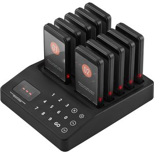Sistema Pager Wireless per Ristoranti, Raggio d'Azione 400m, per Gestione Code Clienti, Funzioni di Attesa Clinica, Beeper con Vibrazione per Clienti - Product Image 1