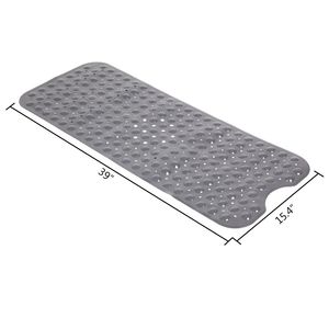 Tappetino Antiscivolo per Vasca da Bagno 39 x 16 Pollici, Grigio, in PVC, con Ventose e Fori di Drenaggio, Modello RT - Product Image 6
