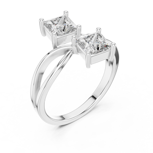 Bague de fiançailles et de mariage minimaliste en or rose 18 carats plaqué rhodium, sertie d'un diamant de laboratoire taille princesse de 1,3 carat, certifié IGI, luxe - Product Image 5