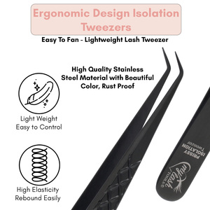 Professionelle Wimpernverlängerungs-Pinzette mit Faserspitze, Volumen-Applikator, Gebogen und Gerade Wimpernapplikatoren - Product Image 4