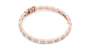 Pulsera de tenis de lujo con esmeralda cultivada en laboratorio de 8.9 quilates, corte esmeralda, piedra lateral, chapada en rodio, con doble cierre, de oro amarillo macizo de 18 quilates - Product Image 6