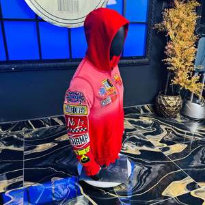 Sudadera con capucha y cremallera para hombre, con lavado ácido, personalizada, con apliques y parches bordados, estilo vintage, 100% algodón, para invierno - Product Image 2