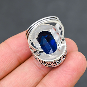 Magnifique bague tendance en topaze bleue de Londres, en argent sterling 925 massif, bijoux faits à la main, vente en gros directe d'usine - Product Image 3