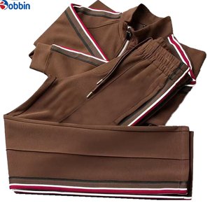 Men Clothes Outfit Hot Selling Trend 2Pcs Tracksuit Set Full Sleeve Half-Zip Sporty Striped <b>Joggers</b> with Side Pockets Sportswear - Product Image 6