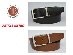 Ceinture en Cuir Véritable Réversible de Qualité Supérieure pour Hommes, Deux-en-un, Formelle et Professionnelle, Finition Texturée Perforée - Product Image 2