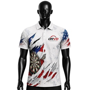 Camiseta Deportiva Personalizable ORVO SPORTS para Hombre, Manga Corta, Diseño de Dardos con Sublimación, Secado Rápido, Transpirable, Corte Regular, Blanca, Bandera de EE. UU. - Product Image 1