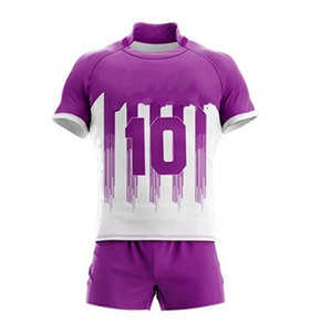 Best High Quality Breathable Anti-Bacterial <b>Polyester</b> Rugby Jersey <b>Shorts</b> Set Custom Logo Printed Quick Dry Uniform for Adults - Product Image 1