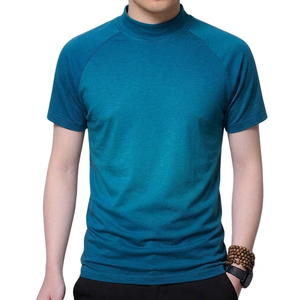Plain Ocean Blue Color O Neck <b>Collar</b> <b>T</b>-<b>Shirt</b> Regular Fit Short Sleeves Solid Pattern <b>T</b>-<b>Shirts</b> With OEM ODM Services - Product Image 1