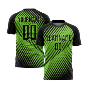 ชุดเสื้อฟุตบอลและกางเกงขาสั้นสีเขียวดำ พิมพ์ลายแบบซับลิเมชั่น สำหรับผู้ชาย ระบายอากาศได้ดี ผลิตจากโพลีเอสเตอร์ ชุดทีม ขนาดผู้ใหญ่ รับผลิตแบบ OEM - Product Image 3