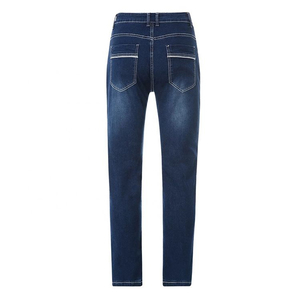 Jean slim coupe droite délavé foncé pour homme, taille mi-haute, grande taille, décontracté, en denim de coton, fermeture boutonnée, couleur unie, style tissé - Product Image 3