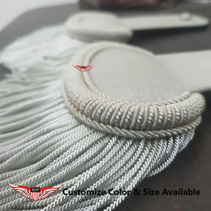 Epaulettes de hombro con flecos, Epaulettes francesas Napoleónicas, Placa de hombro con flecos de hilo plateado, Hechos a mano para disfraz o ceremonia - Product Image 3