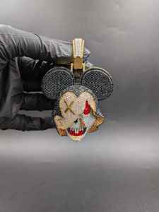 Pendentif Crâne Mickey Dessin Animé en Strass Cristal Micro-Incrusté Plaqué Or Unisexe Breloque Hip-Hop pour Usage Quotidien - Product Image 2