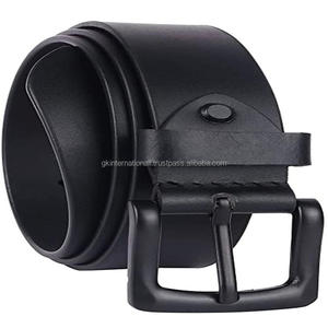 เข็มขัดลำลองหนังแท้สำหรับผู้ชาย, เข็มขัดลำลองธุรกิจหัวเข็มขัดสังกะสีสีดำล้วนเข็มขัดลำลองสำหรับทุกเพศ - Product Image 5